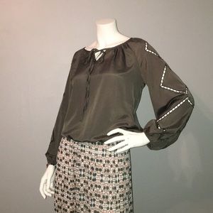 Will Smith Embroidered Sleeve Peasant Blouse Small